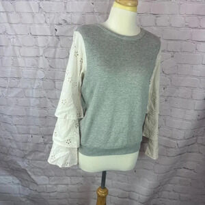 THML ruffle lace sleeve top XS preppy boho